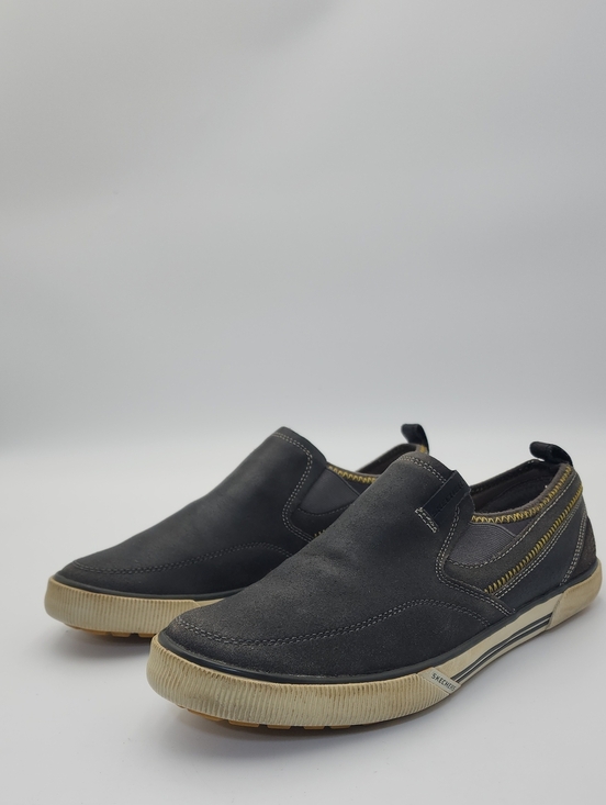Skechers Other - Skechers Talon Charcoal Men's Slip on Distressed Leather Loafers Shoes Size 9